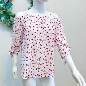 Off Shoulder Floral Blouse Top Size Medium by & by Brand